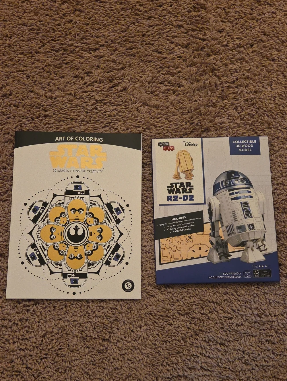 Disney Star Wars R2-D2 3D Wood Model & Coloring Book - Blue, White, Yellow